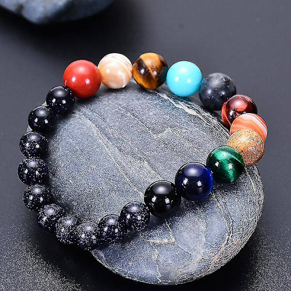 Simulering Otte Planeter Armbånd Natursten Perler Galaxy Håndledssmykker Smuk Gave Til Piger C