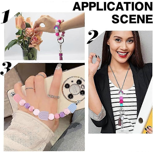 1 Eske 20 stk. Silikon Fokuseringsperler Regnbue Fargerike Tykke Perler Bulk Dobbeltsidig Rosa Lilla Regnbueformede Flate Charms Store Gummikuler for Nøkkelbånd