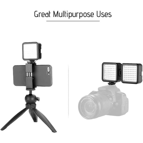 LED Videolys, 1 stk 49 LED Kameralys, Dimbar Kamerafylllys