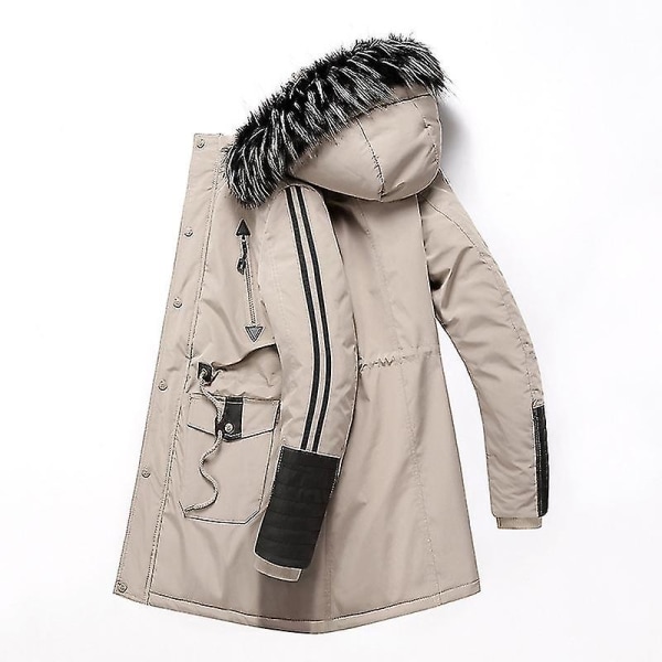 Miesten takki, valkoinen pehmotakki, talvitakki, puuvillatakki, hupullinen lämmin ulkotakki vetoketjulla 2XL Khaki