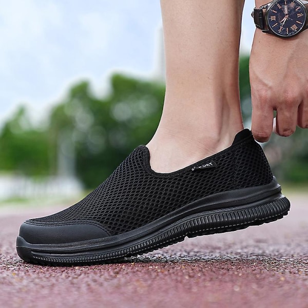 Herre Sneakers Letvægts Åndbar Sommer Komfortable Fritidssko 209 Black EU 51