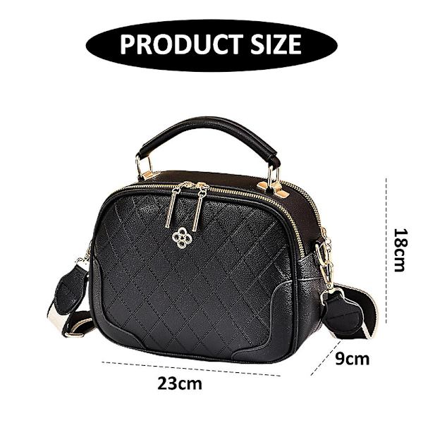 Ny Enkel Ternet Dame Lille Firkantet Taske Kunstlæder Hånd Bill Skuldertaske Crossbody Taske black