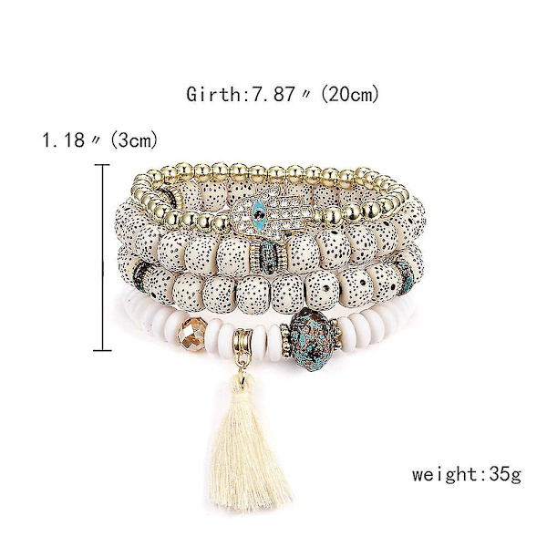 Flerskiktad pärlarmband Mode Tassel Elastiskt armband Eleganta accessoarer Present till B