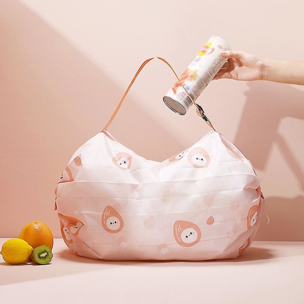 Foldbar Indkøbstaske Bærbar Stor Kapacitet Rejsetaske Mode Håndtaske Pink