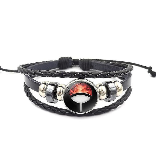 Cartoon söt Naruto armband svart läder färgglada ädelsten armband för barn 10
