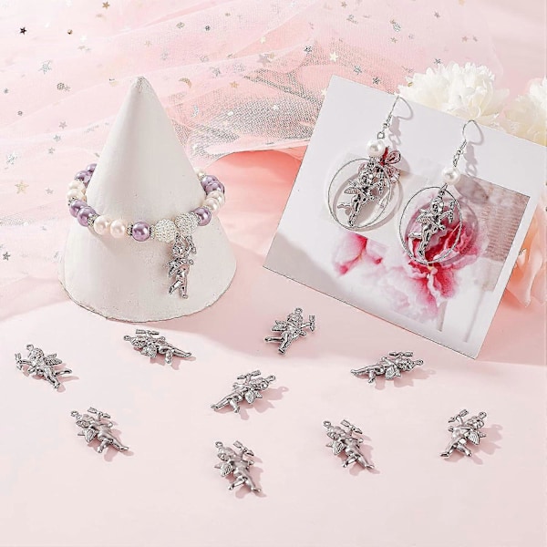 1 Æske 50 stk. Amor Charms Skytsengel Charms 316 Rustfrit Stål Kærligheds Charms Fe Engel Charm