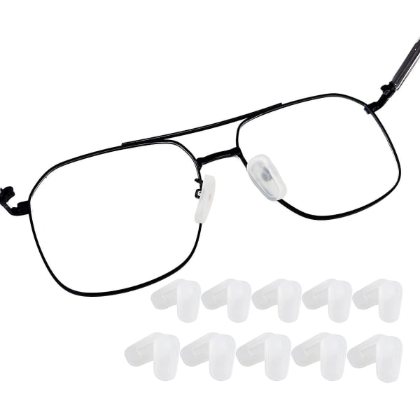 10 par näskuddar för glasögon, mjuka näskuddar av silikon som kan glida på skydd för glasögon Anti-halk tjocka: 3 mm, 5 par stor storlek och 5 par liten storlek