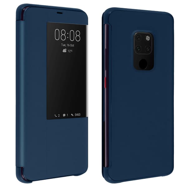 Folio Etui til Huawei Mate 20 Vindue Tidsvisning Video Stand Navy