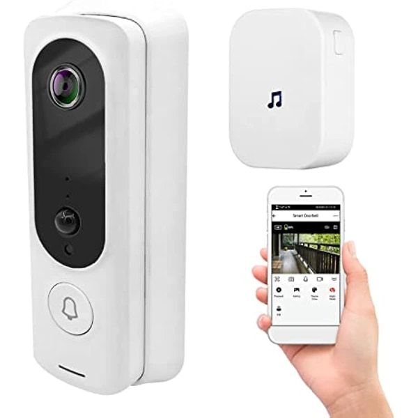 Wifi Video Dørklokke Kamera Med Klokke Trådløs 1080p HD Kamera 2-vejs Audio Bevægelsesdetektering Infrarød Nattesyn Realtids Overvågning Understøtter Tuya App