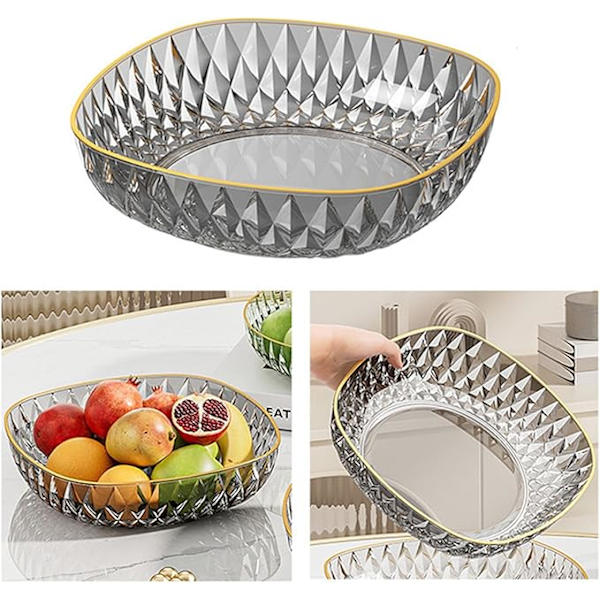 Rund Frugttallerken, Moderne Moderigtigt Design Snackbakke til Sofabord i Stuen, Plastmateriale