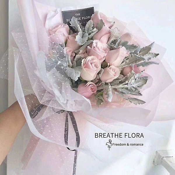 Koreansk blomsterförpackningsnätpapper Diy prickig blombukett presentförpackningsmaterial hantverksnätpapper floristtillbehör semesterbröllop födelsedag Tion 50cm
