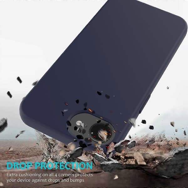 För iPhone 16e Skal Stöttåligt Flytande Silikon Mjukt Foder Baksida Telefonskydd - Röd Midnight Blue