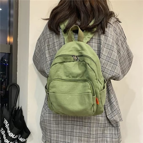 kanvas vardaglig miniryggsäck japanska skolmaterial tillbaka till skolan ryggsäck estetisk vintage  bokväska grön