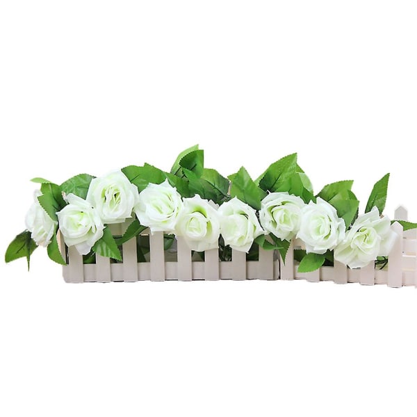 2 stk. 2,4 m/stk. Kunstig Rose Ranke, Kunstige Rose Ranker Hængende Plante Til Bryllupsfest Bue Bord Arrangement Dekoration white style2
