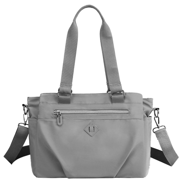 Nylon för kvinnor, vintage crossbody-axelväskor Liten handväska, arbetsväska med flera fickor, 28*25 cm grey