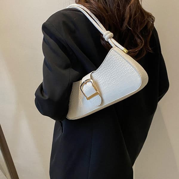 Messenger Taskerkunstlæder Skuldertasker, Moderne Afslappede Pendler Håndtasker white