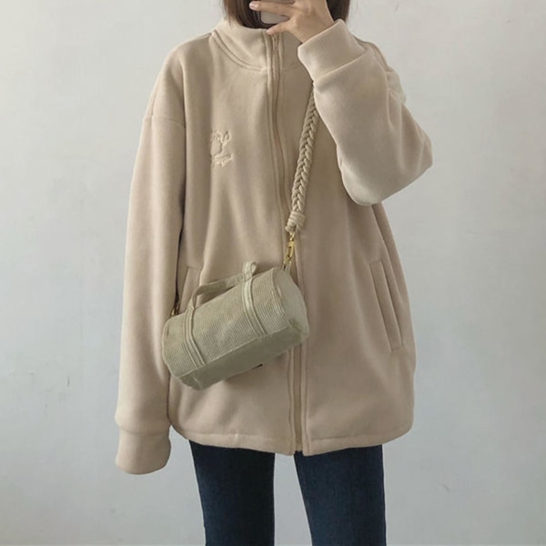 Dame Oversized Genser Ensfarget Genser med Lomme Egnet for Vennetreff XL Dark Grey