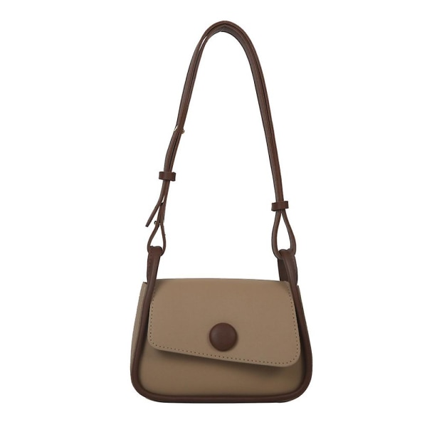 Ny trendig mode enkel axelväska fritid pendlare konstläder axelväska Dark khaki