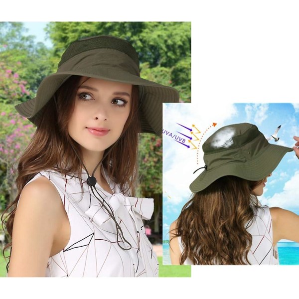 Solhatt Menn Kvinner Sammenleggbar Sommer Anti Uv Fiskehatt For Reise, Fotturer, Camping, Fiske Khaki