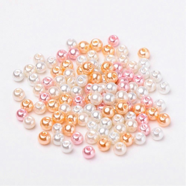 1 påse Nästan Rosa Mix Pärlemor Glaspärlor Blandade Färger 6mm Hål: 1mm