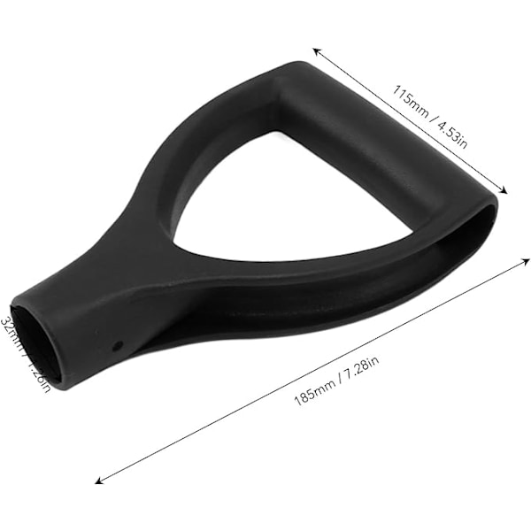 D-spadehandtak indre diameter på 3,2 cm/1,26\" erstatningsspadehandtak i plast for graving og oppriving (svart)