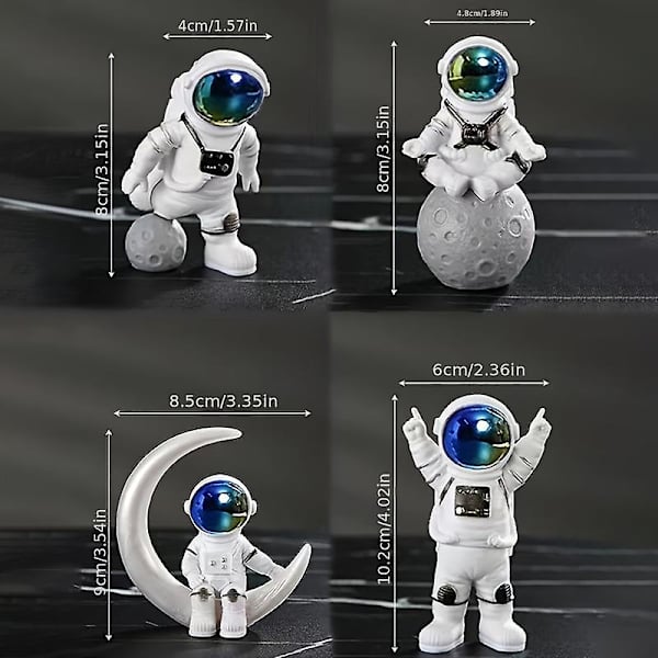 4 kpl, Astronauttihahmot, Astronauttikoristeet Pöytäkone Astronauttikoriste Olohuoneeseen Televisiokaappi Huoneen Sisustus Kodin Sisustus