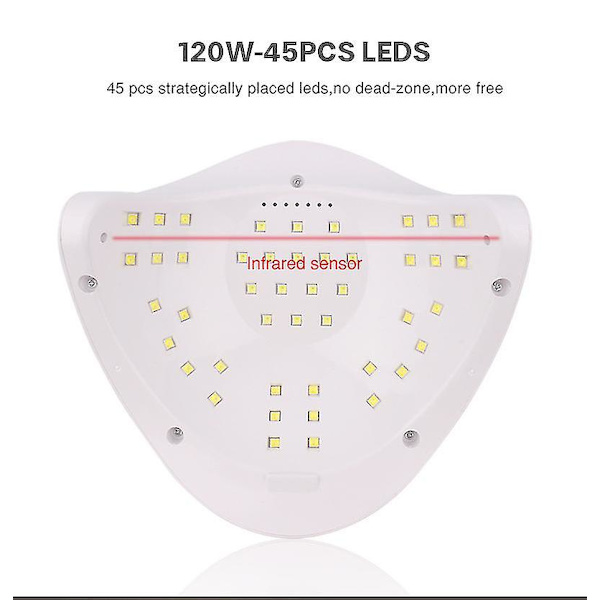 LED Neglelakk Lampe For Manikyr 120w Negletørker Maskin UV Lampe For Herding UV Gel Neglelakk Med Bevegelsessensor LCD Skjerm White AU Plug