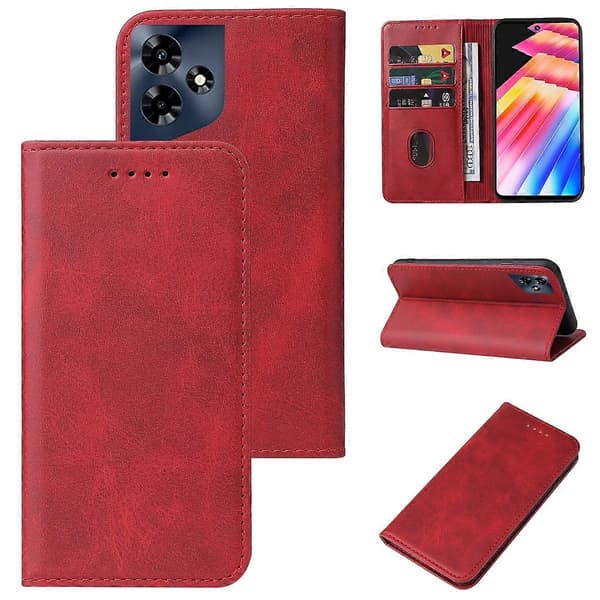 Magnetisk Stängning Läder Telefonfodral Red For Infinix Note 30 Pro