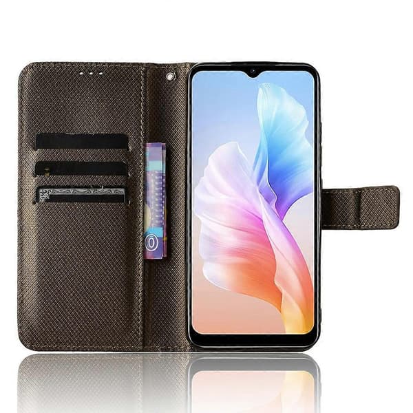 Mobilskal i läder med diamantstruktur Brown For Doogee Note 59 / Note 59 Pro