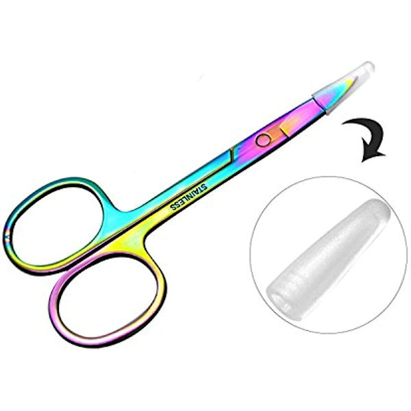 Yanshg Regnbue Rustfrit Stål Buet Kant Saks Øjenbryn Skønhed Makeup Værktøj Øjenbrynssaks X1 Pc