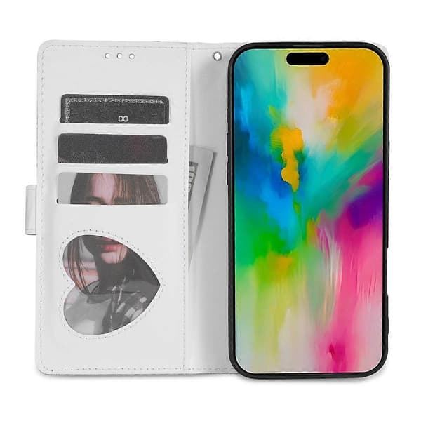 Til iPhone 17 Air Stand Cover Glitter Telefon Lædercover Lynlåslomme - Sølv Silver Multicolor