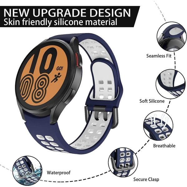 Färg A kompatibel för Samsung Galaxy Watch 4 40 mm 44 mm / Galaxy Watch 4 Classic 42 mm 46 mm 20 mm Mjuk silikonrem Sportband för kvinnor män
