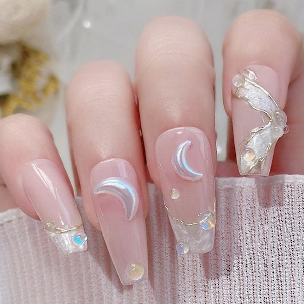 1200 st vita nageldekorationer Flatback måne/ovala former 3d nageldekorationer material utsmyckningar för nagelkonst DIY-hantverkstillbehör 6*8.5MM