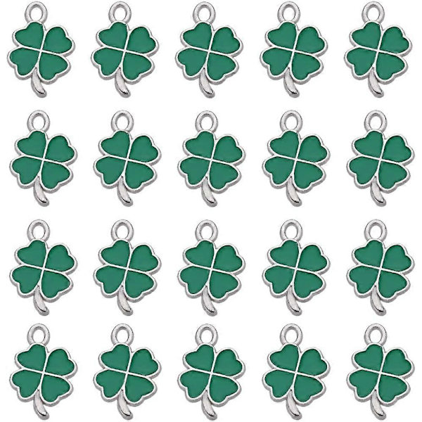 1 Laatikko 60kpl Pyhän Patrickin päivän amuletteja Emaloidut neliapila-amuletit Vihreä shamrock-amuletti