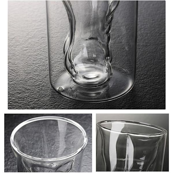 Glaskopp kroppsform 250 ml klara dricksbilder dubbla lager roliga ölkoppar höga borsilikatvinglas (man)