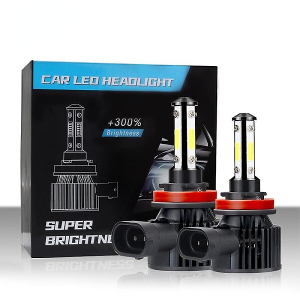 H11/h8/h9/h16 LED-pærer, 600 % sterkere LED-lys, 50 000+ timers levetid, 6000k Xenon Hvit Ikke-polaritet, Pakke med 2 H11 H8 H9