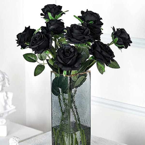 5 stk. Rosebukett Realistisk Falsk Rose Bryllup Familie Fest Dekorasjon Event Gave black
