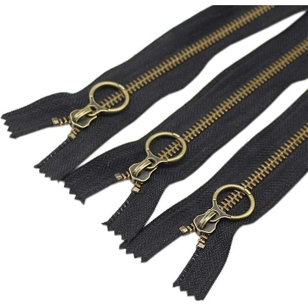 10 st 10 tum (25 cm) #5 Antik mässingspläterade metallblixtlås Bulk Close End Metallblixtlås för sömnadspåsar väskor hantverk (#5 Anti-mässing)