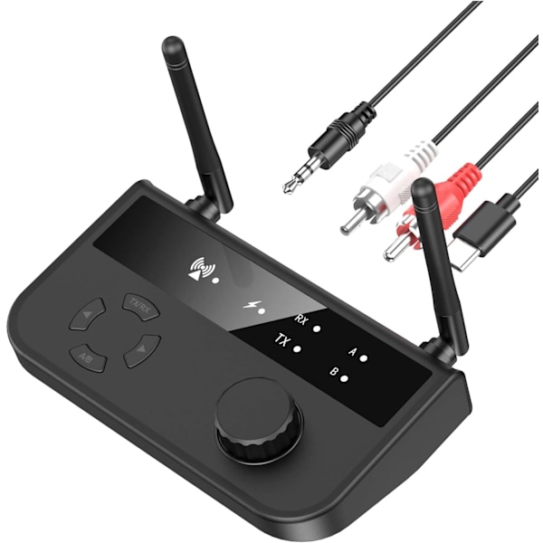 Bluetooth-ljudadapter, Bluetooth 5.3 Sändare/Mottagare, 2-i-1 Dubbelanslutning Ljud Bluetooth-mottagare