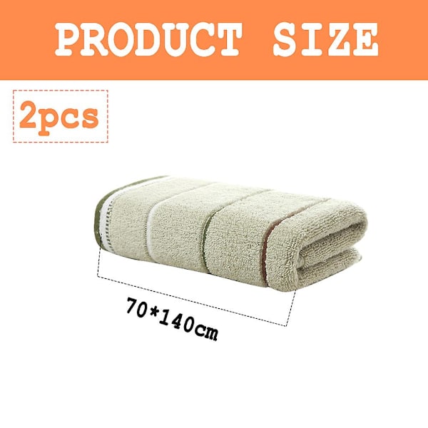 2-delad bomullsbadhandduksset Storlek-70*140cm, mycket absorberande, lätta badhanddukar Curry * greengray