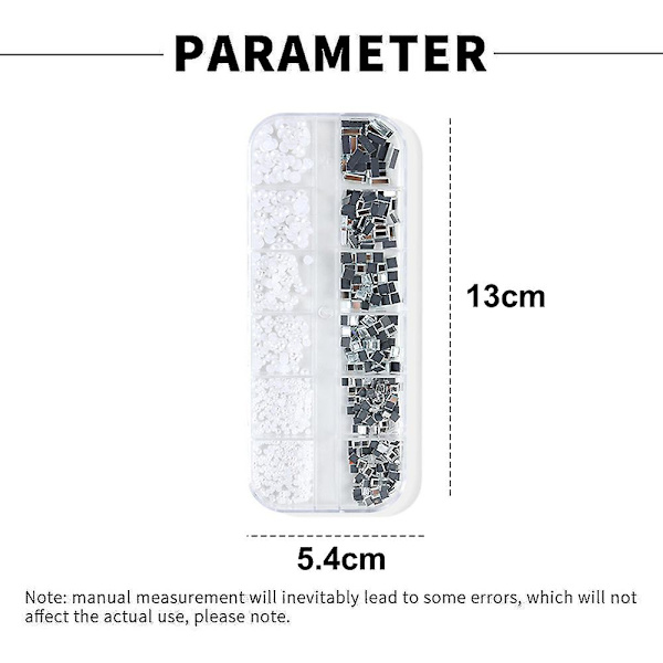 Nagelkonst Pärla Platt Botten Pärla Nagel Charm Guld Silver Vit Halvrund Nagelkonst Tillbehör Nagel Diamant Mix style1