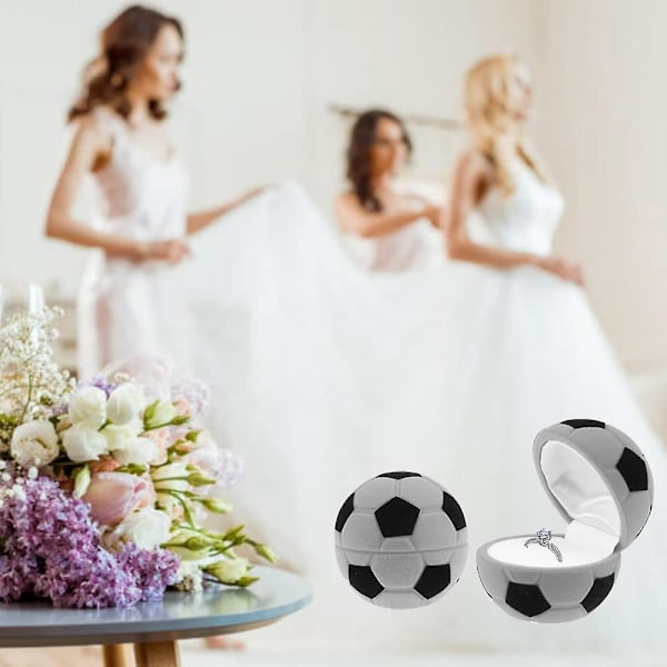 Vigselring Ask, Kreativ Fotbollsform Sammet Ring Ask, Förlovningsring Ask För Förslag, Ceremoni, Bröllop Eller Speciella Tillfällen (grå)