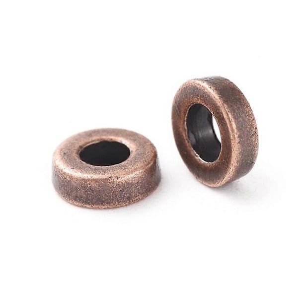 Tibetanska Spacer Pärlor Blyfri & Kadmiumfri Donut Röd Koppar 6x2mm Hål: 2,5mm