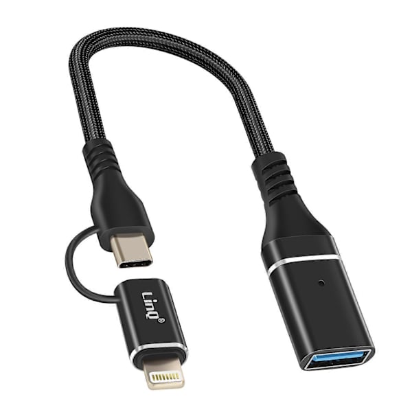 OTG USB til Lightning og USB-C adapter Hurtig Dataoverførsel, Sort