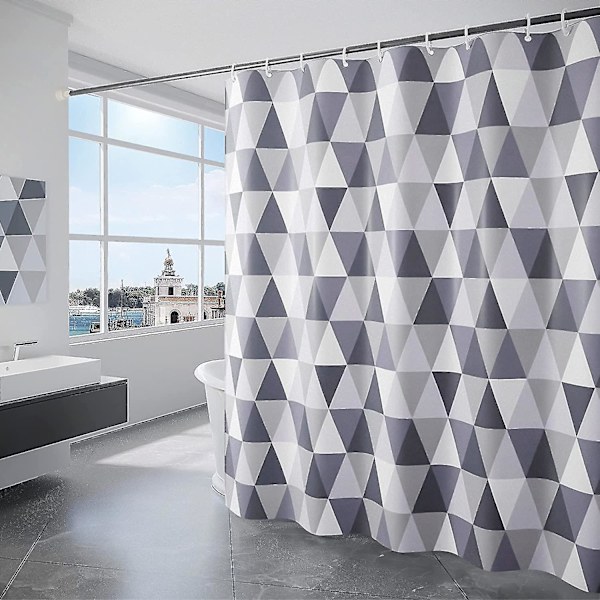 Bruseforhæng, skimmel- og meldugbestandigt, vandtæt badeværelsesforhæng, 180 x 200 cm, vaskbare badeforhæng, hurtigtørrende, vægtet kant, bruseforhæng Wi