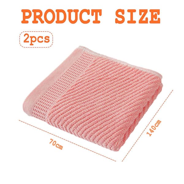 Bløde badehåndklæder i bomuld, hurtigtørrende og meget absorberende, teksturerede badehåndklæder 70*140 cm (2 stk.) Pink