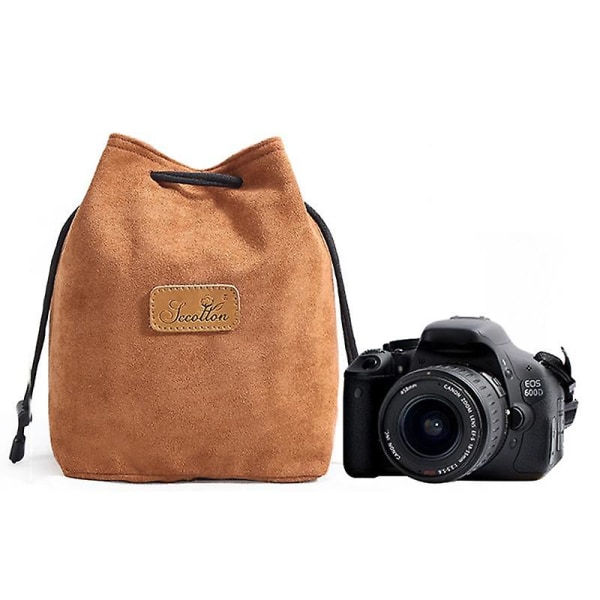 anti-scratch dragsnöre lins bärväska för Canon Nikon DSLR kamera förvaringsväska fyrkantig Khaki