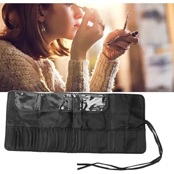 26 reiän harjateline nylon meikkilaukku musta meikkisivellin rullaava kotelo pussi kulmakarvakynäsiveltimille meikkitaiteilijan siveltimille