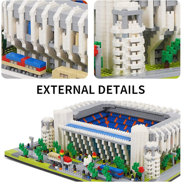 Byggeklodssæt, Mini Arkitekturklodser af Santiago Bernabu Stadion, Berømte Samlermodeller, Legetøjsgaver til Børn og Voksne