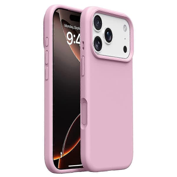 För iPhone 17 Pro Max Fodral Mjukt Mikrofiberfoder Flytande Silikon + PC Telefonfodral Pink